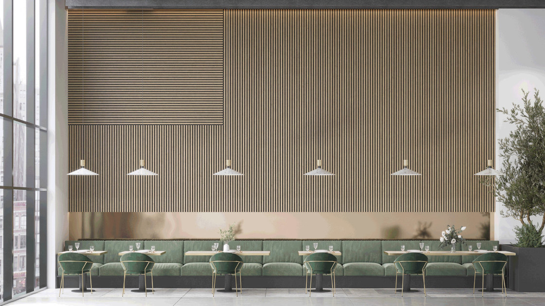 Wall Ceiling Decorative Acoustic Slat Wood Wall Panels Sound Absorb Board