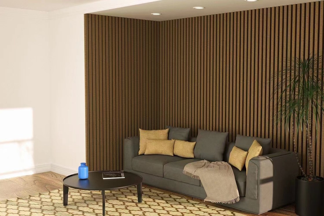 Linear Wood Slats Fireproof Decorate Wood Acoustic Panels Sound Absorbing