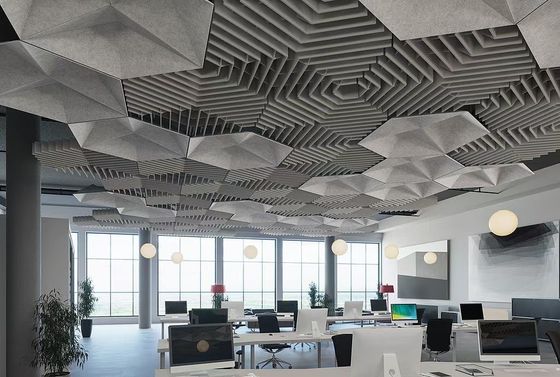 Image showcasing Grey Sound-Absorbing Acoustic Wall Panels 3D Veneer Noise Reduction NRC ...